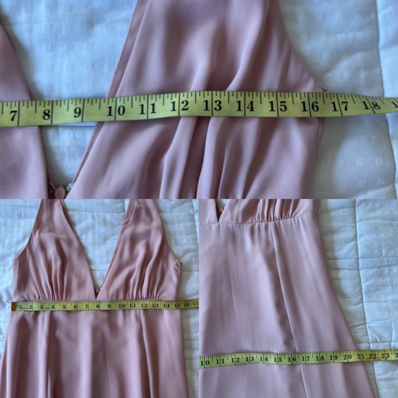 SOLD WAYF Kiara Empire Plunge Neck Gown in Rose Size Large - Picture 13 of 16